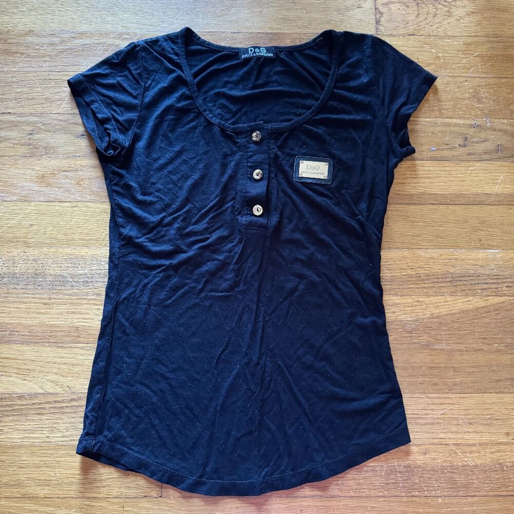 Dolce & Gabbana Black Top w Gold Hardware - Vintage Y2K 90s